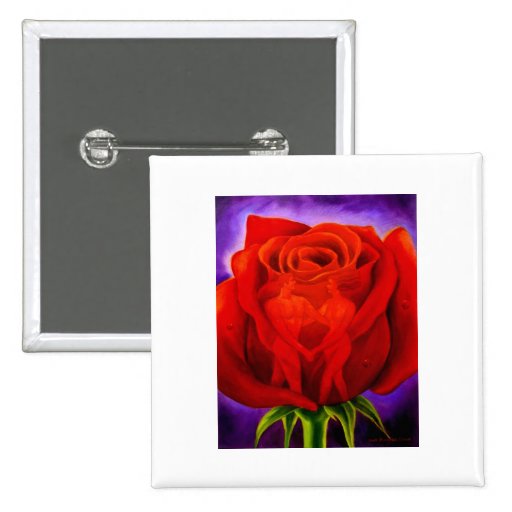 Red Rose Flower Painting Art - Multi Buttons