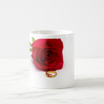 Red Rose & Gold Diamond Ring Coffee Mug