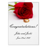 Red Rose & Gold Diamond Ring Greeting Cards