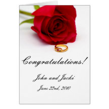 Red Rose & Gold Diamond Ring Greeting Cards