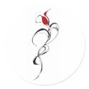 Red Rose Lady Tribal Tattoo for Valentines Day stickers