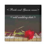 Red Rose Laying On Piano Keyboard magnets
