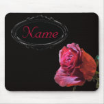 Red Rose on Black Background Mousepads