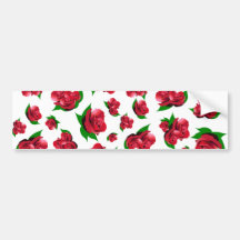 Red Rose Pattern Bumper Sticker