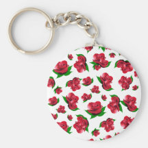 Red Rose Pattern Keychain
