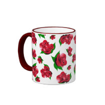 Red Rose Pattern Coffee Mug
