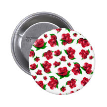 Red Rose Pattern Pinback Buttons