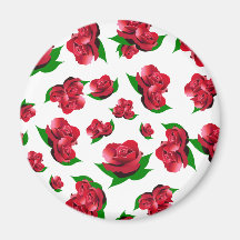 Red Rose Pattern Refrigerator Magnet