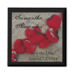 Red Rose Petals on Sand Beach Wedding