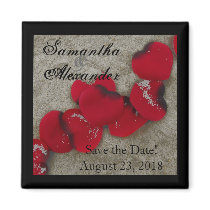 Red Rose Petals on Sand Beach Wedding