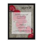 Red Rose Petals on Sand Beach Wedding RSVP