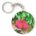 Red Rose Pink Stucco Keychain