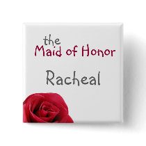 Red Rose Wedding Party Buttons