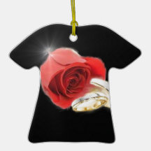 Red Rose Wedding Rings Christmas Ornament