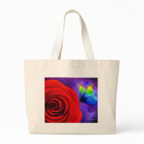 Red Rose With Butterfly Painting Art - Multi Bags