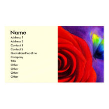 Red Rose With Butterfly Painting Art - Multi Business Card