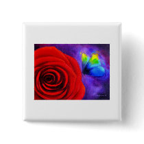 Red Rose With Butterfly Painting Art - Multi