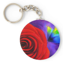Red Rose With Butterfly Painting Art - Multi