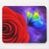 Red Rose With Butterfly Painting Art - Multi