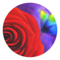 Red Rose With Butterfly Painting Art - Multi