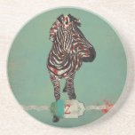 Red Rose Zebra Monogram  Coaster coasters
