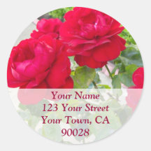 Red Roses Address labels Round Stickers