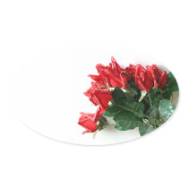 Red Roses Bouquet Sticker Sheets - oval