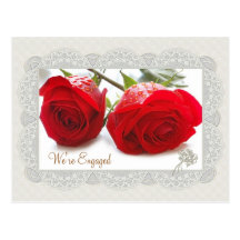 Red roses Engagement announcement Postcards