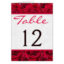 Red Roses Galore Table Number Card