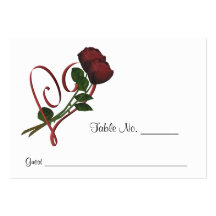 Red Roses Heart Wedding Place Cards Personalised Business Card Template