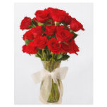 Red Roses in a Vase with White Bow flyers