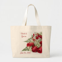 Red Roses Just Married Tote Bag