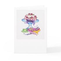 Red Roses on a Pink Cake Greeting Card