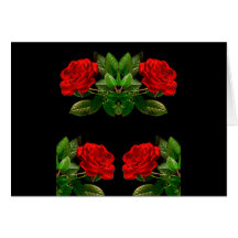 Red Roses on Black Velvet Floral Abstract Design Greeting Cards