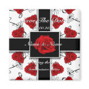Red roses - wedding save the date announcement magnets