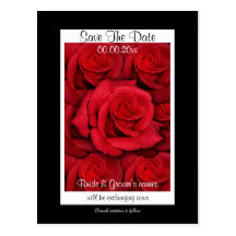 Red roses - wedding save the date invitations post card