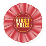 red rosette first prize sticker