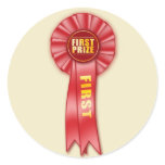 red rosette first prize sticker