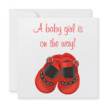 Red Rosettes Baby Shoes Red Baby Girl Shower invitations