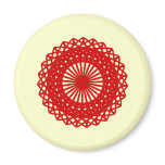 Red Round Lace Pattern Graphic. Custom magnets