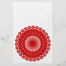 Red Round Lace Pattern Graphic. Flyers