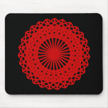 Red Round Lace Pattern Graphic. Mousepads