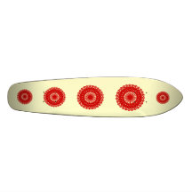 Red Round Lace Pattern Graphic. Skate Deck