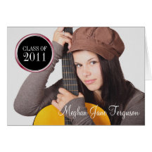 Red round seal 3 photos class year graduation greeting card