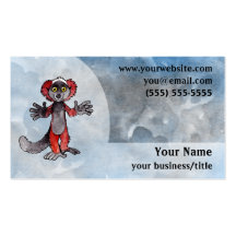 Red-Ruffed Lemur Business Card - Blue and Grey