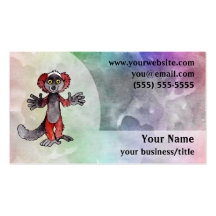 Red-Ruffed Lemur Business Card - Pale Rainbow