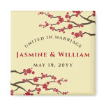 Red Sakura Cherry Blossoms Wedding Announcement magnets