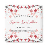 Red Sakuras 2 Custom Save The Date Wedding Magnet