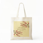 Red Sakuras Chinese Wedding Custom Gift Tote Bag