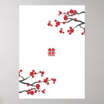 Red Sakuras & Double Happiness 2 Wedding Poster